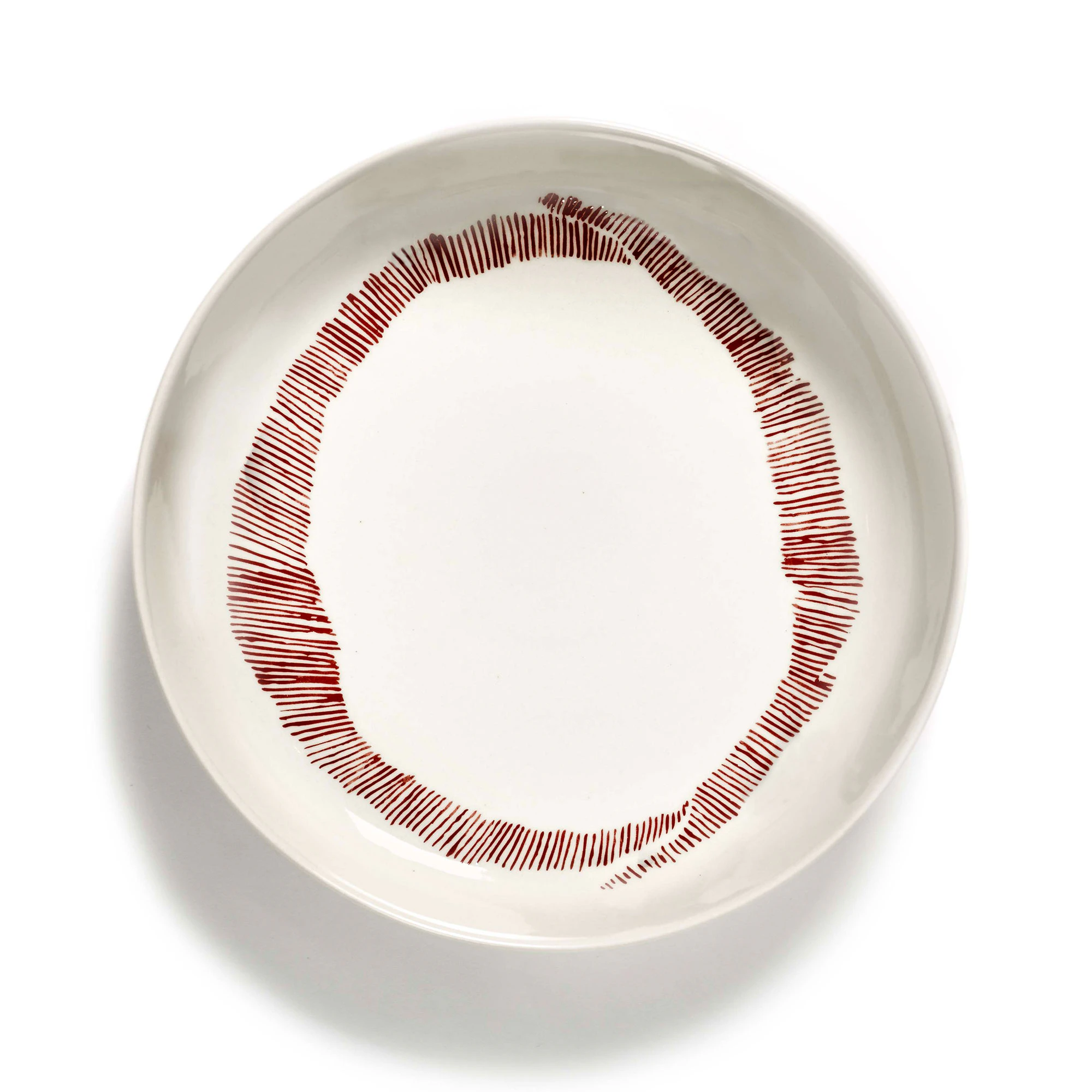 Serax Feast Deep Plate 22 Cm White / Red Striped - Dybe tallerkner Stent&oslash;j Hvid - B8921008C