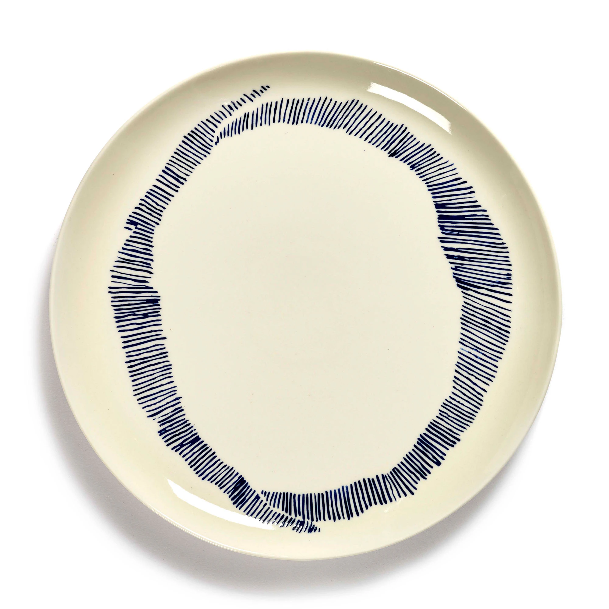 Serax Feast Plate 26,5 Cm White / Blue Striped - Middagstallerkner Stent&oslash;j Hvid - B8921006B