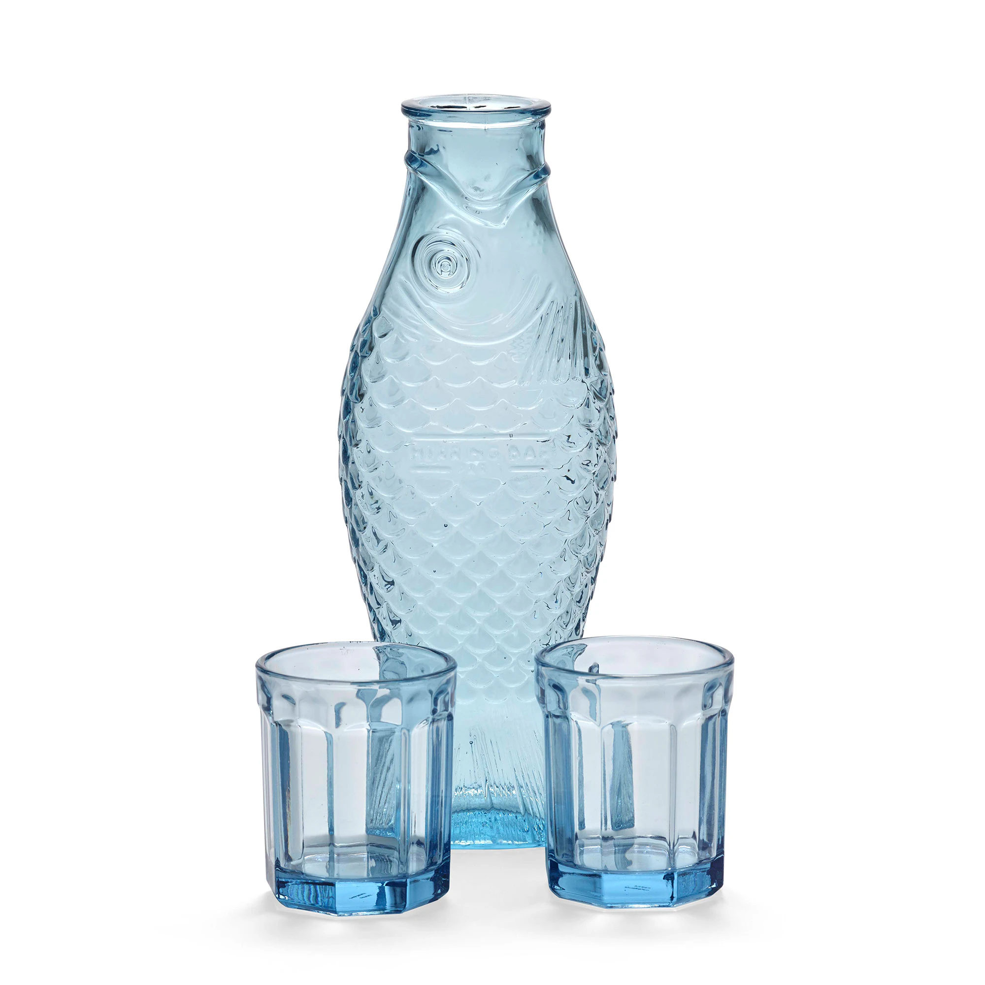 Serax Fish & Fish Carafe With Tumbler Blue - Vandkarafler & Vandkander Glas Bl&aring; - B0825402-602