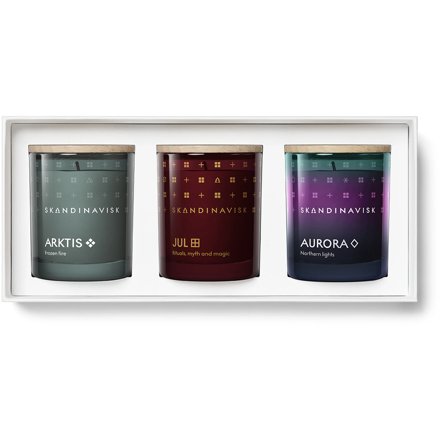 Skandinavisk Winter Solstice Duftlyss&aelig;t 3 x 65 g - Duftlys Svensk Rapsvoks Multi - 22032