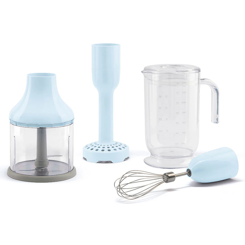 Mixer set of 4 - beaker, chopper, whisk, masher Blue