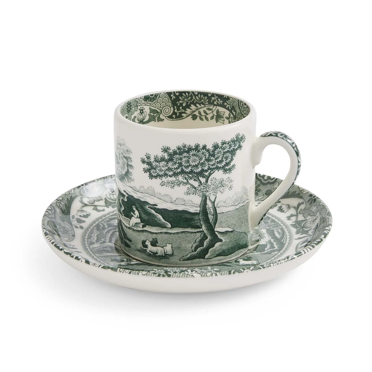 Spode Heritage Green Italian Espressokop 9 Cl Gr&oslash;n - Kaffekopper Porcel&aelig;n Hvid - HGI1200