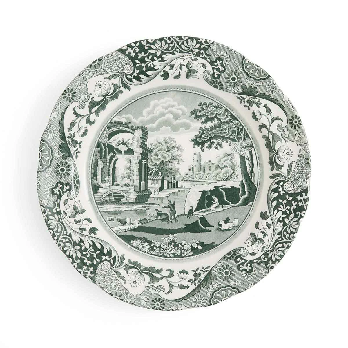 Spode Heritage Green Italian Middagstallerken 27 Cm Gr&oslash;n - Middagstallerkner Porcel&aelig;n Hvid - HGI0100