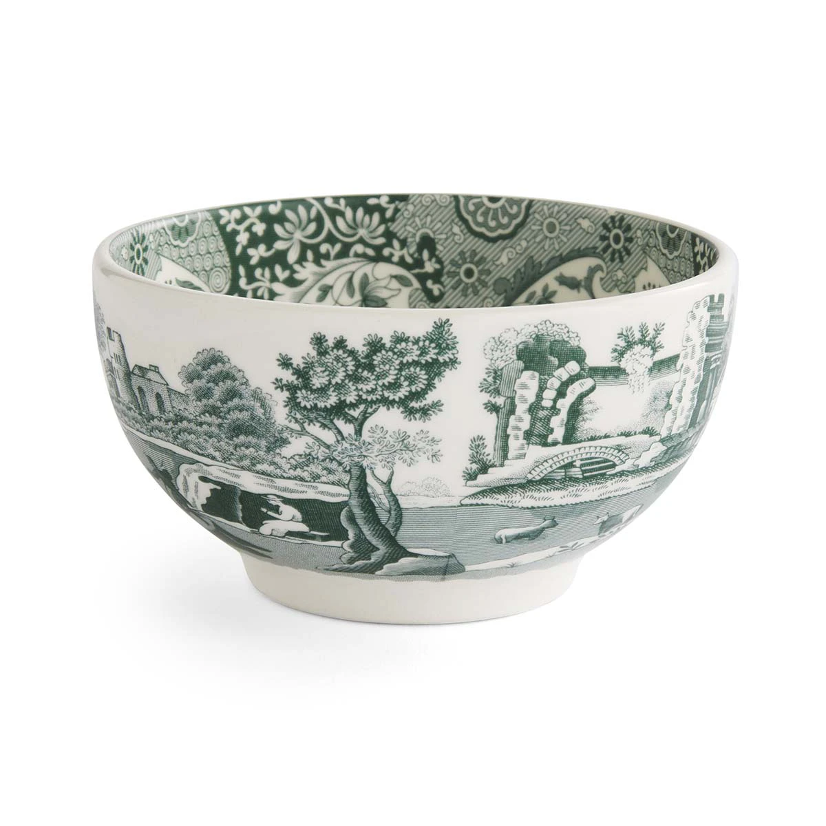 Spode Heritage Green Italian Sk&aring;l 11 Cm Gr&oslash;n - Dessertsk&aring;le Porcel&aelig;n Hvid - HGI0343