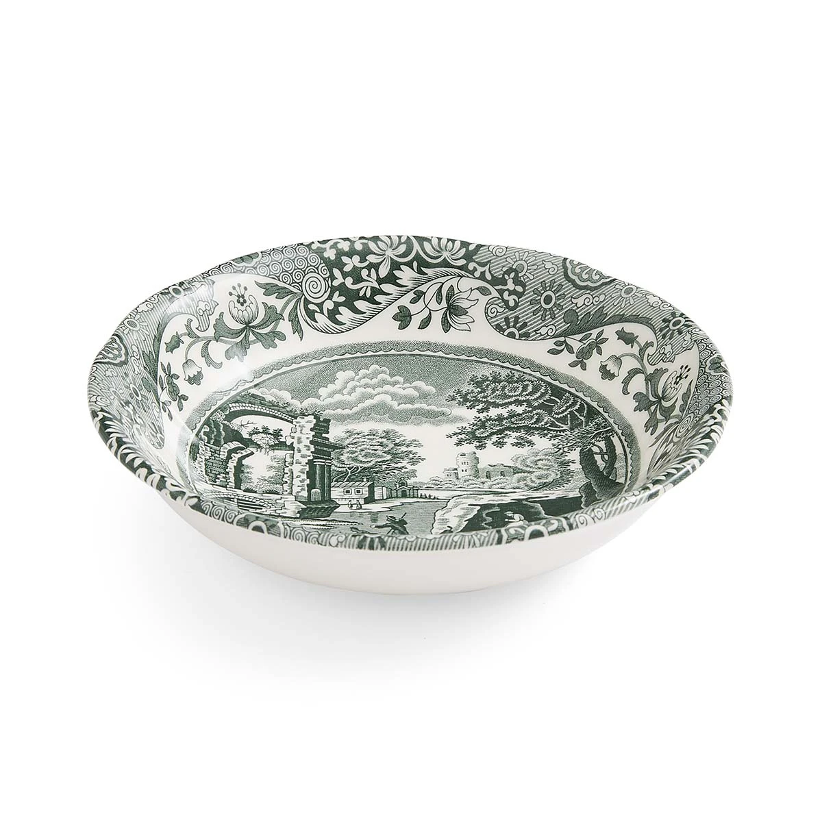 Spode Heritage Green Italian Sk&aring;l 16 Cm Gr&oslash;n - Morgenmadssk&aring;le Porcel&aelig;n Hvid - HGI0330