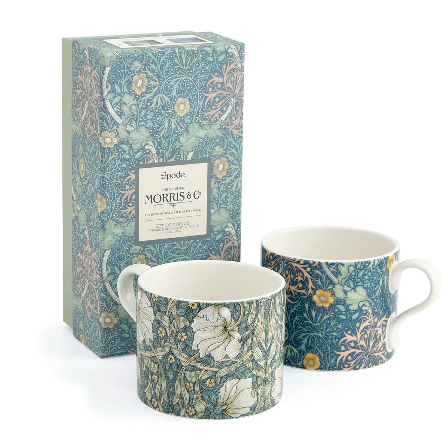 Spode Morris & Co Krus 2-pak Seaweed/pimpernel - Kaffekopper Porcel&aelig;n Multi - MCOK8726-XG