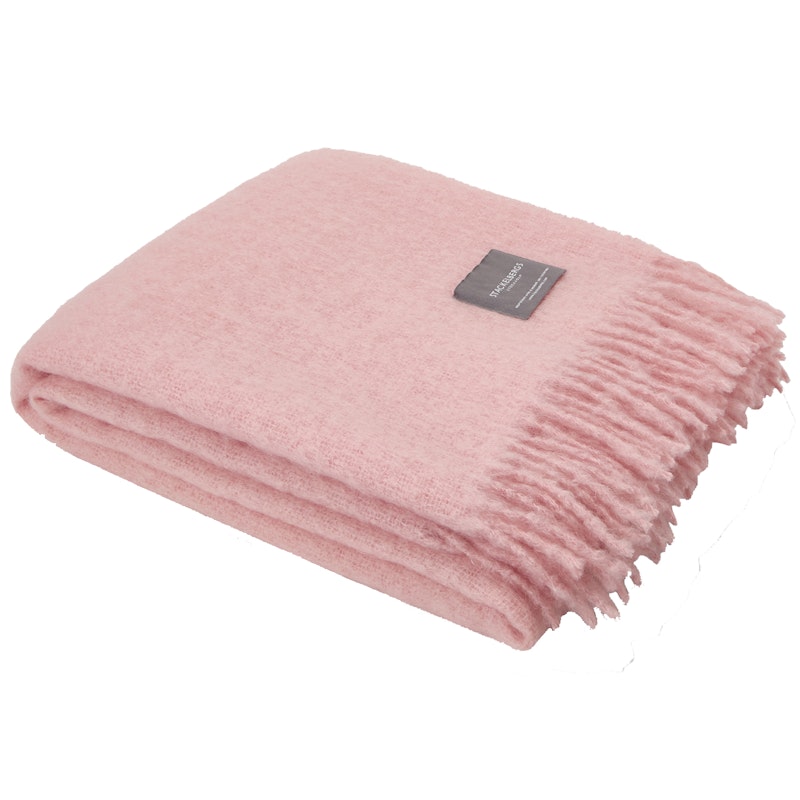 Mohair Tæppe Valset Frynse 130x170 cm, Rosé