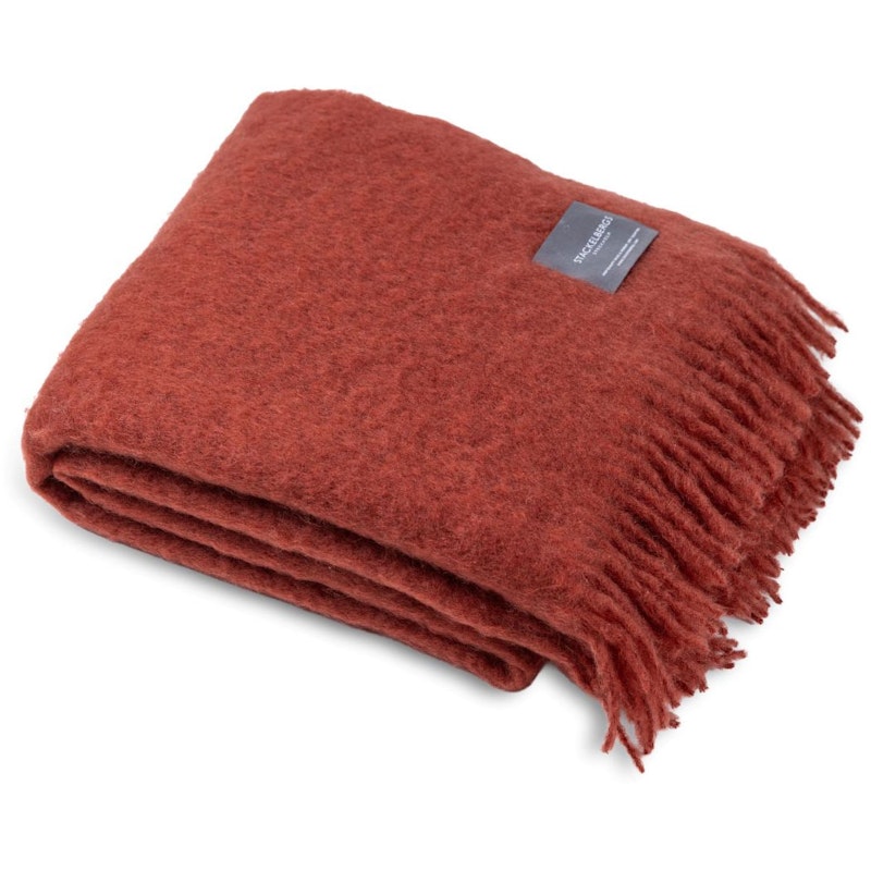 Mohair Tæppe Valset Frynse 130x170 cm, Chilli