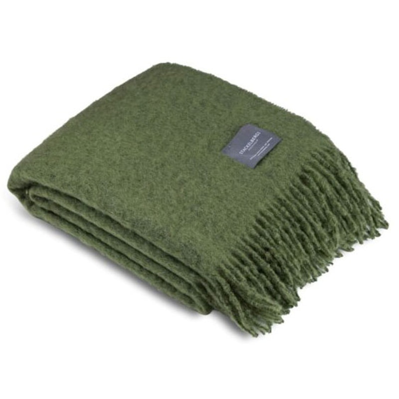 Mohair Tæppe Valset Frynse 130x170 cm, Cedar Green