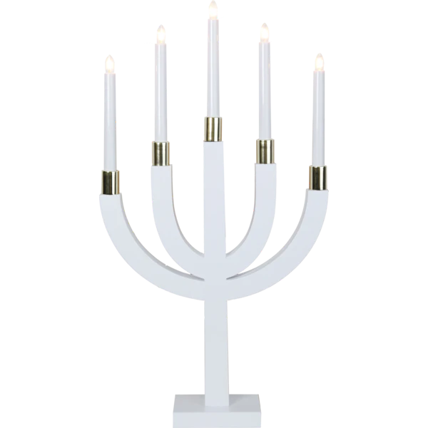 Star Trading Elias Lysestage / Messing - Adventslysestager Tr&aelig; Hvid - 218-81