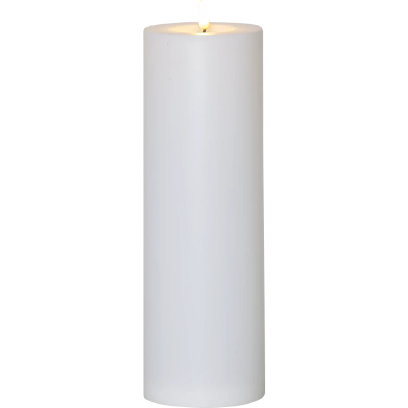 Flamme Bloklys LED Udendørs Hvidt, 32,5 cm