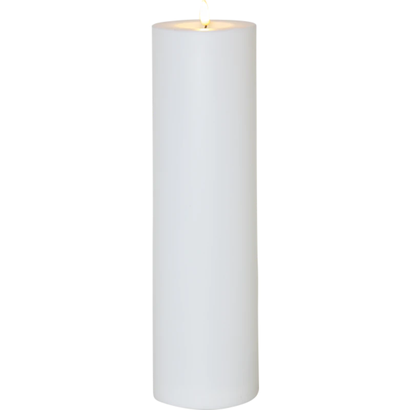 Flamme Bloklys LED Udendørs Hvidt, 37,5 cm