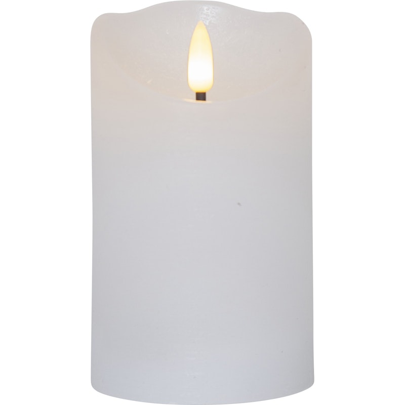 Flamme Rustic LED Bloklys Hvidt, 12 cm