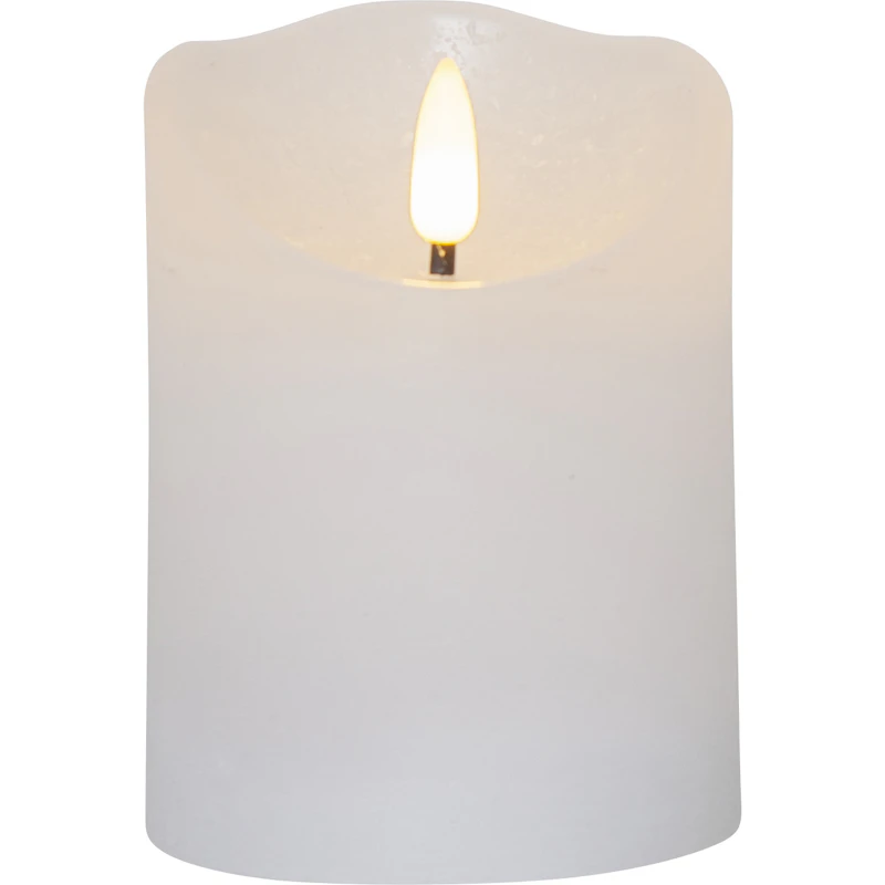 Flamme Rustic LED Bloklys Hvidt, 10 cm