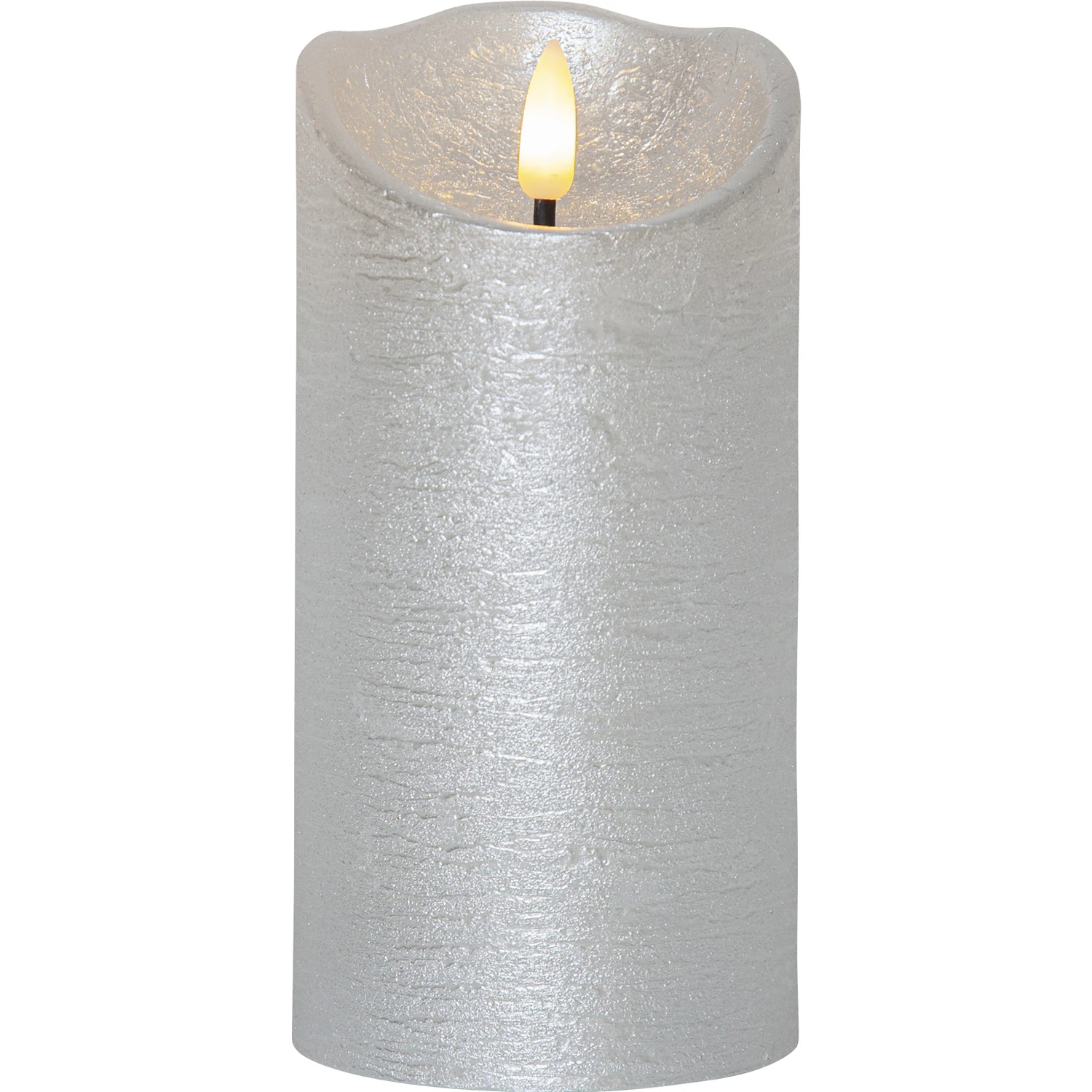 Star Trading Flamme Rustic Led Bloklys S&oslash;lv 15 Cm - LED-lys Voks Silver - 061-24