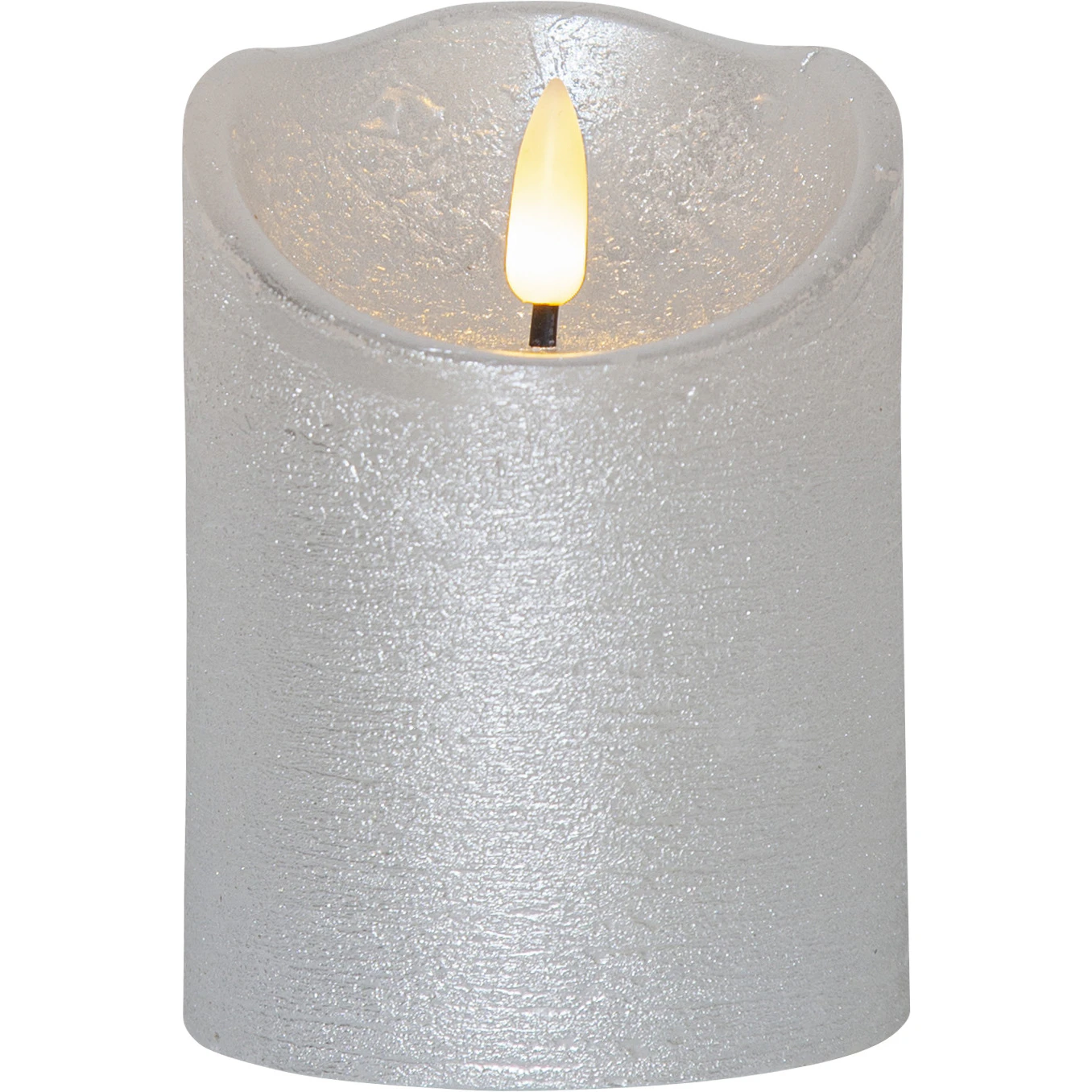 Star Trading Flamme Rustic Led Bloklys S&oslash;lv 10 Cm - LED-lys Voks Silver - 061-22