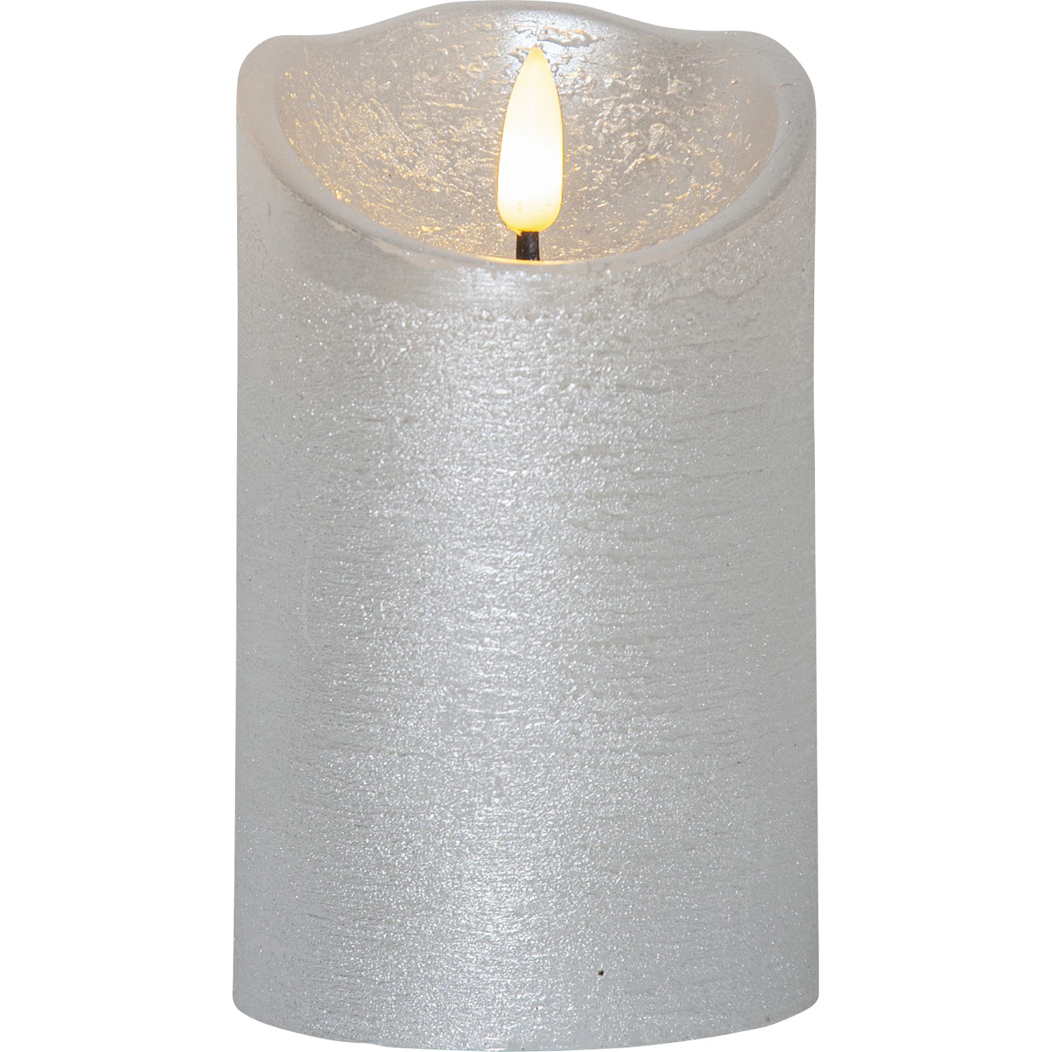 Star Trading Flamme Rustic Led Bloklys S&oslash;lv 12 Cm - LED-lys Voks Silver - 061-23