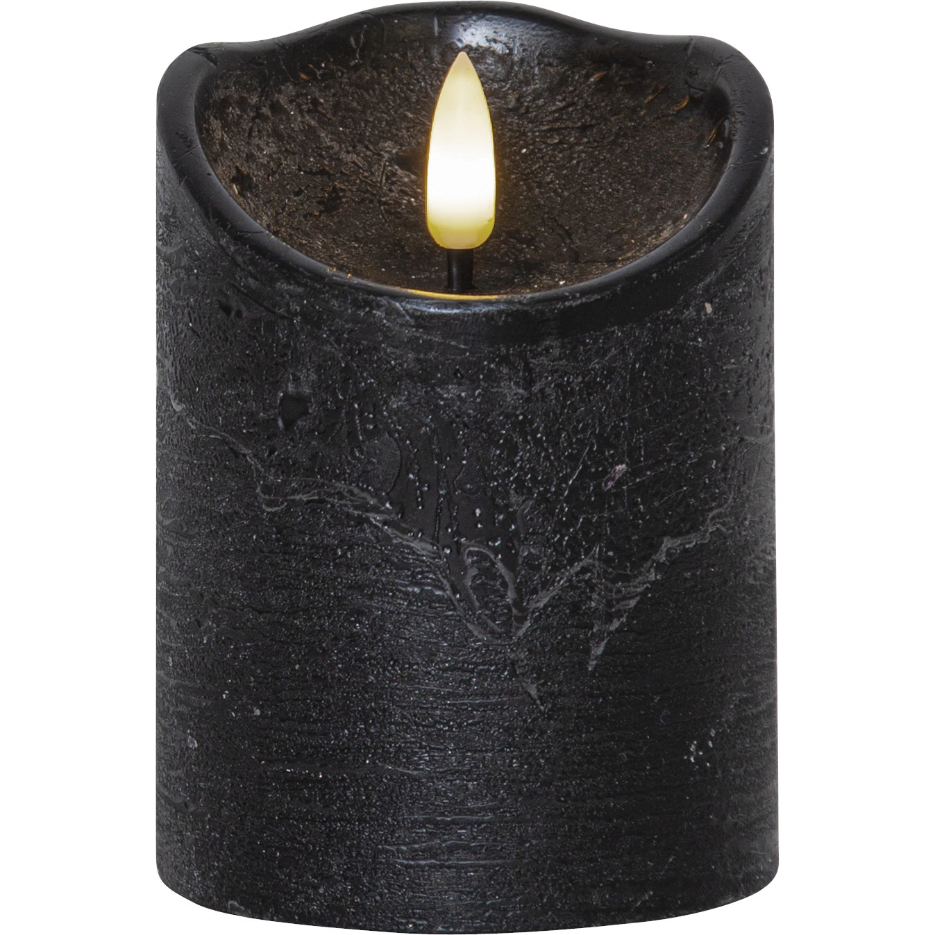 Star Trading Flamme Rustic Led Bloklys 10 Cm - LED-lys Voks Sort - 061-16-1