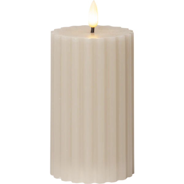 Star Trading Flamme Stripe Bloklys Led 15 Cm - LED-lys Voks Beige - 061-67