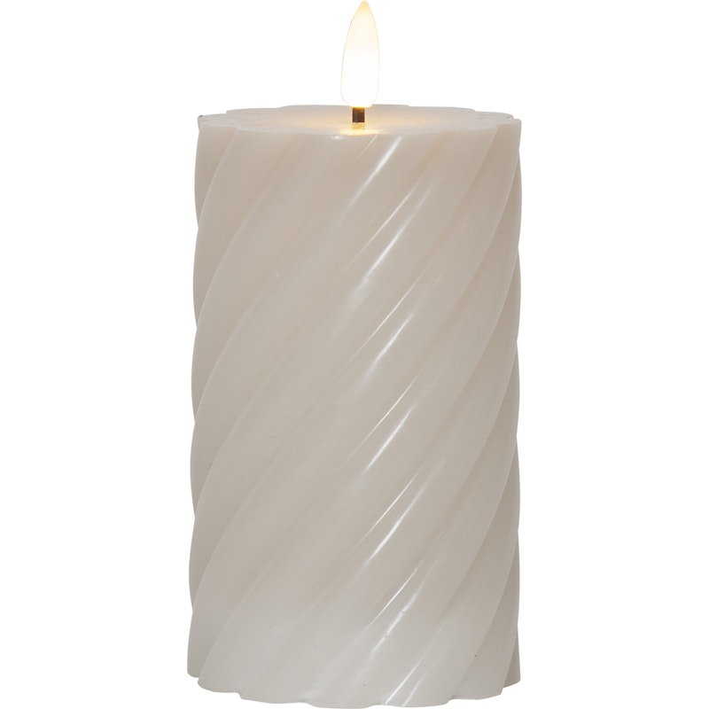 Flamme Swirl LED Bloklys 15 cm, Beige