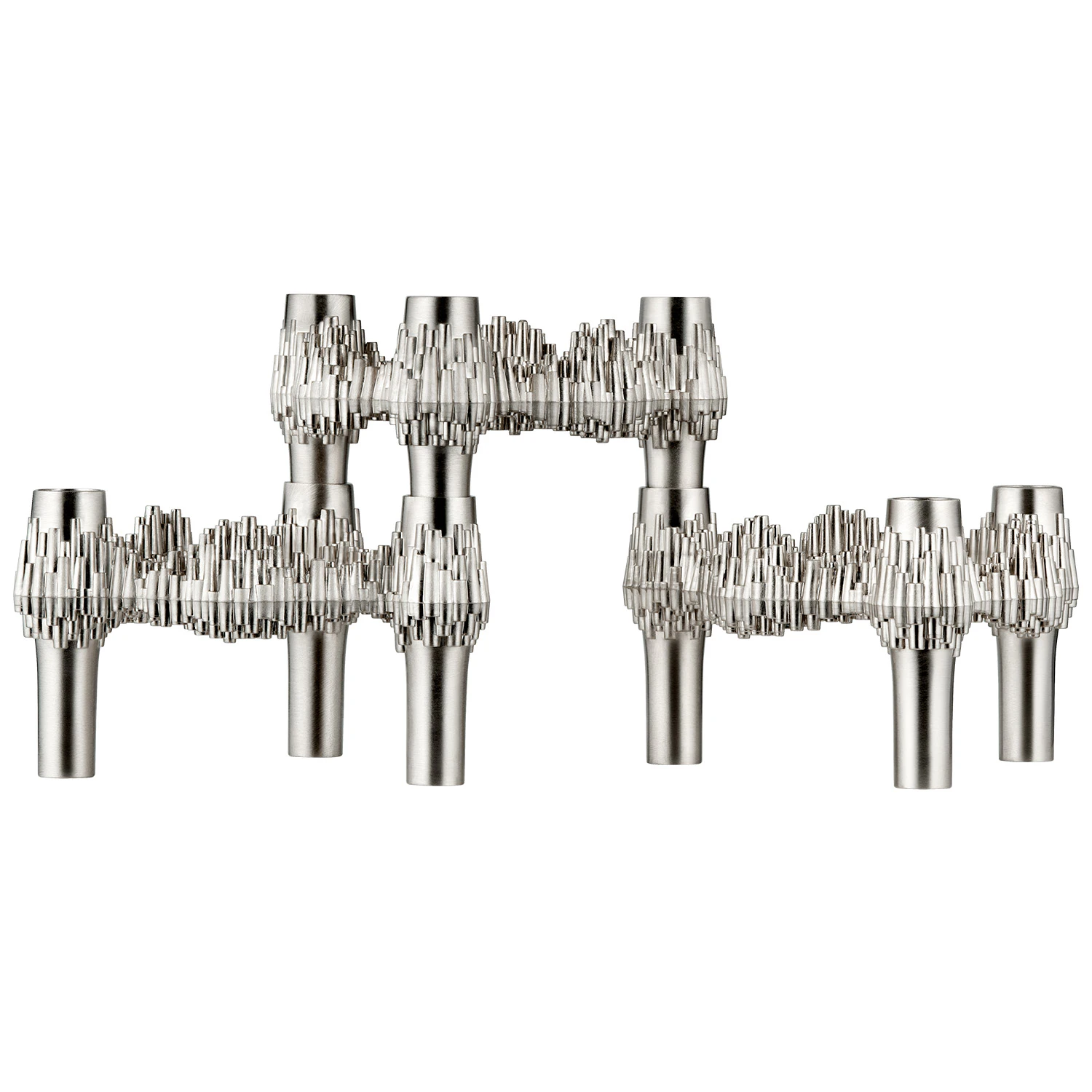 Stoff Nagel Quist Lysestage 3-pak - Lysestager Zinklegering B&oslash;rstet Krom - 6134