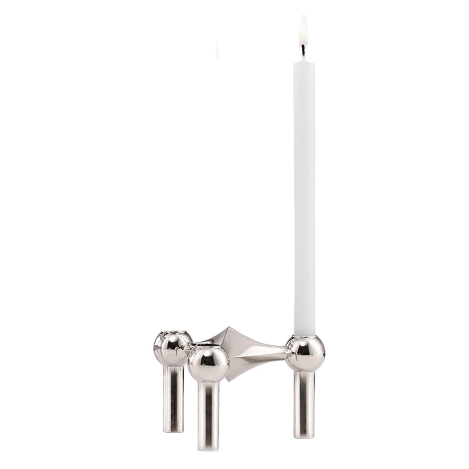 Stoff Nagel Candlestick Chrome + Candles 12-pack - Kandelabre Foret Metal Krom - 192532 + 192534