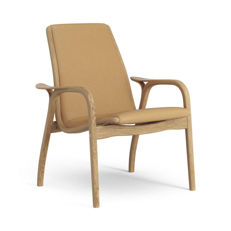 Laminett Lænestol Læder, Olieret Egetræ / Light Brown