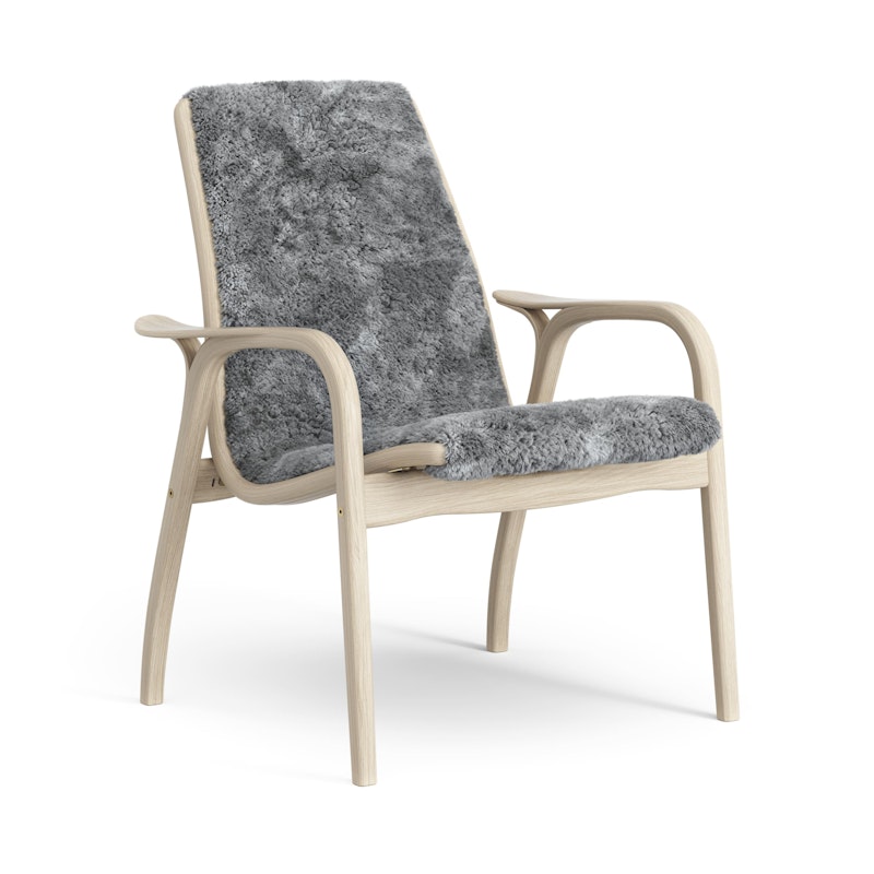 Laminett Lænestol Fåreskind, Hvidpigmenteret Lakeret eg / Scandinavian Grey