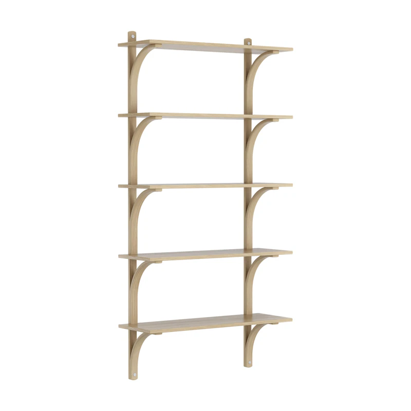 Levi Væghylde 90 cm Stor, Aluminium / Naturlack Eg