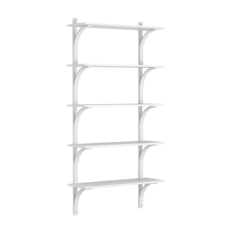 Levi Wall Shelf 90 cm Big, Aluminium / Vitlaserad Ash