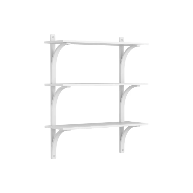 Levi Væghylde 90 cm Medium, Aluminium / White Stained Askefarvet