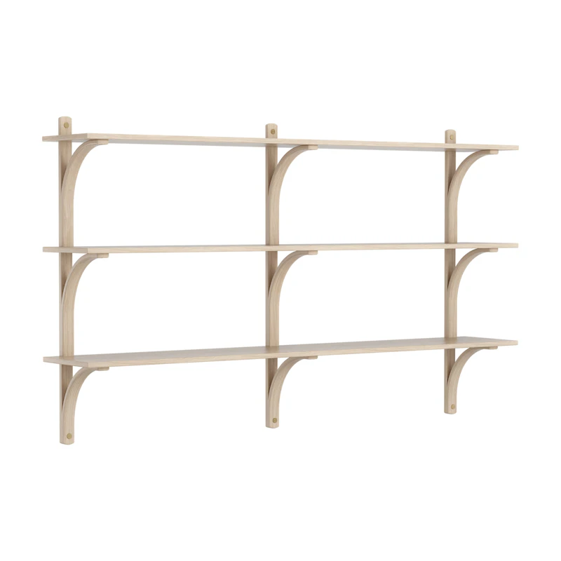 Levi Wall Shelf 180 cm Medium, Aluminium / White Pigmented Oak
