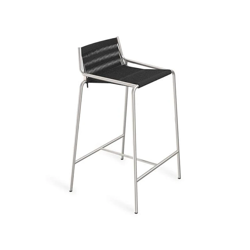 Noel Barstol Rustfrit Stål/Sort Linned H67 cm