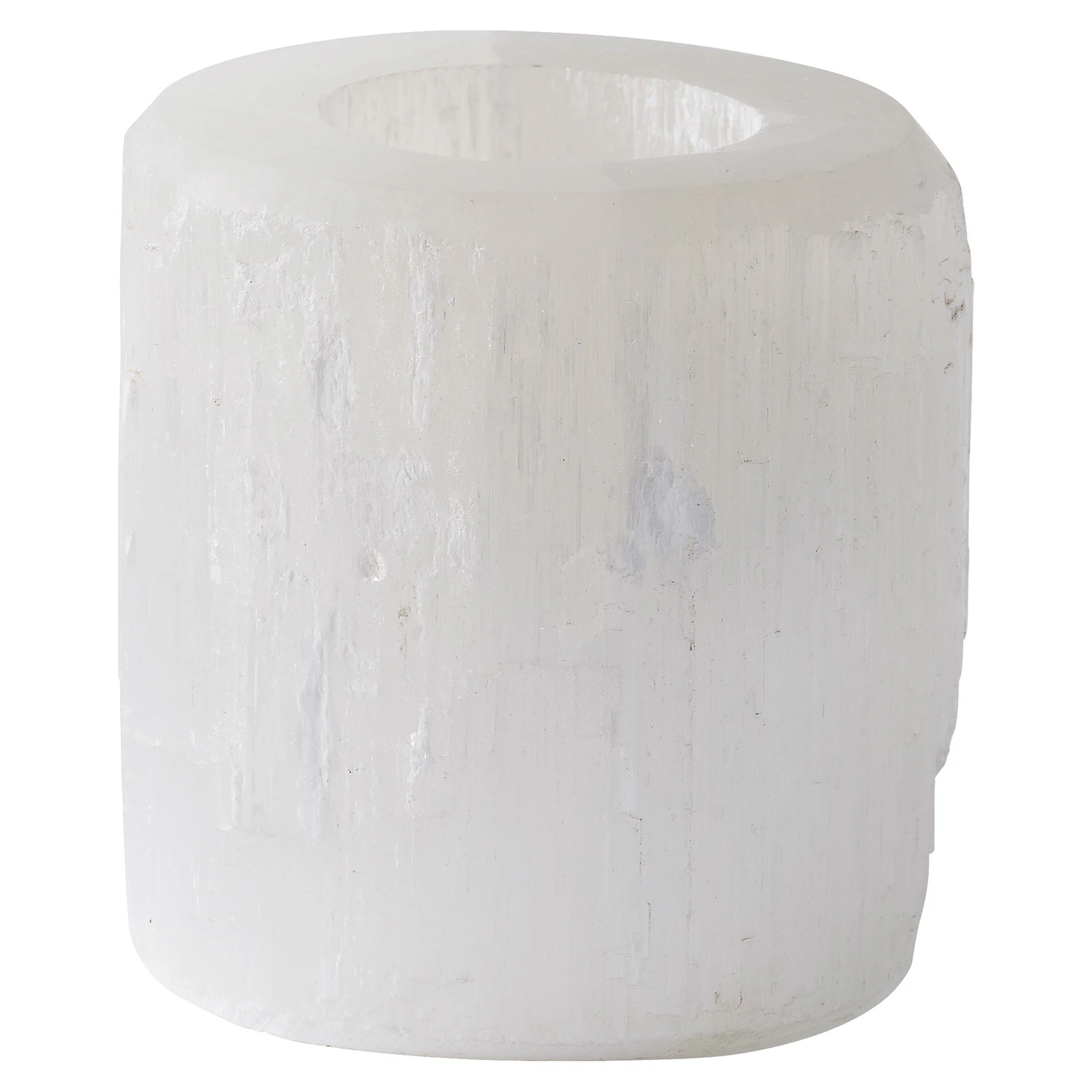 Tine K Slow Lysestage 8 Cm - Lysestager Selenite Crystal Hvid - SLOWCANDLE-WHITE