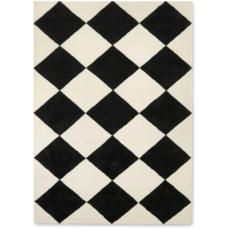 Tenman Uldgulvtæppe Sort/Hvidt, 300x200 cm