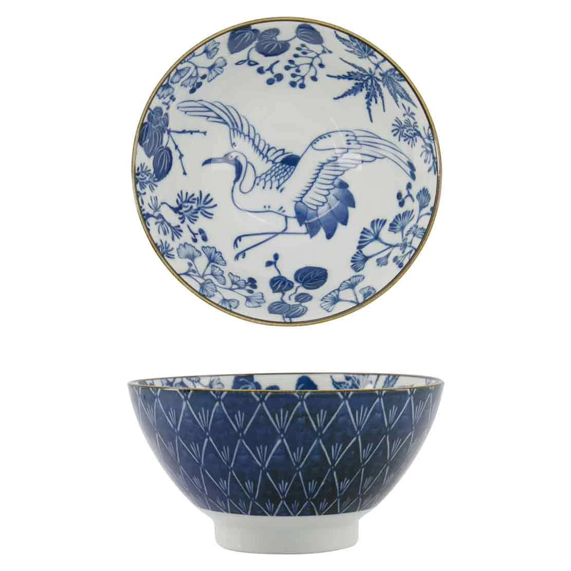 Tokyo Design Studio Flora Japonica Sori Sk&aring;l 95 Cl Crane - Serveringssk&aring;le Porcel&aelig;n Bl&aring; - 17592