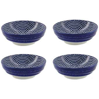 Tokyo Design Studio Nippon Blue Saucesk&aring;l 4-pak Dots - Serveringssk&aring;le Porcel&aelig;n Bl&aring; - 15600 4-PACK