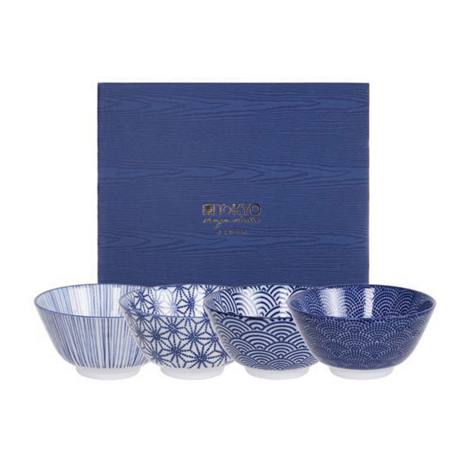 Tokyo Design Studio Nippon Blue Sk&aring;le 4 Dele 30 Cl - Serveringssk&aring;le Porcel&aelig;n Bl&aring; - 16040