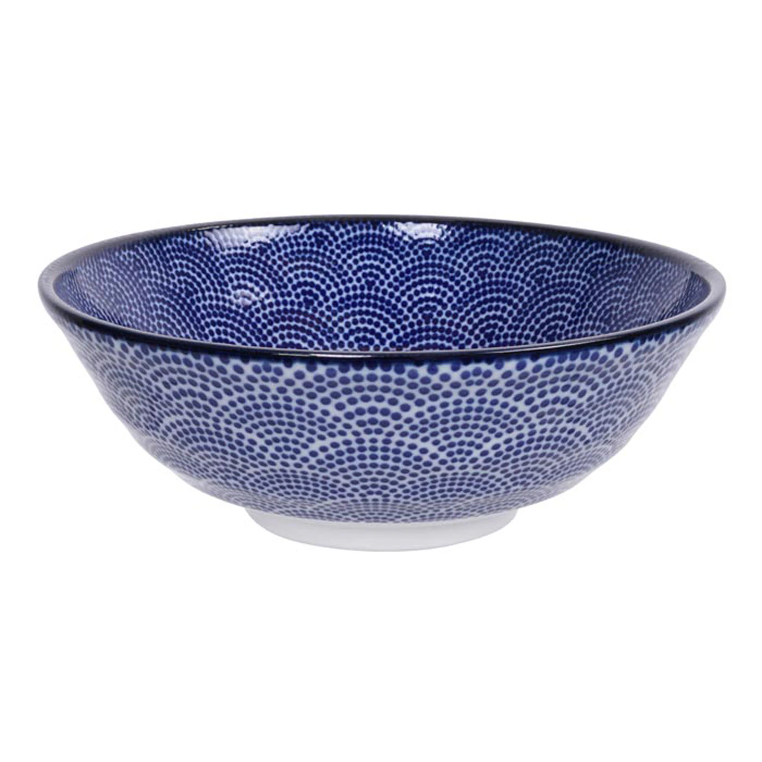 Tokyo Design Studio Nippon Blue Soba Sk&aring;l 1 L Dots - Serveringssk&aring;le Porcel&aelig;n Bl&aring; - 16013