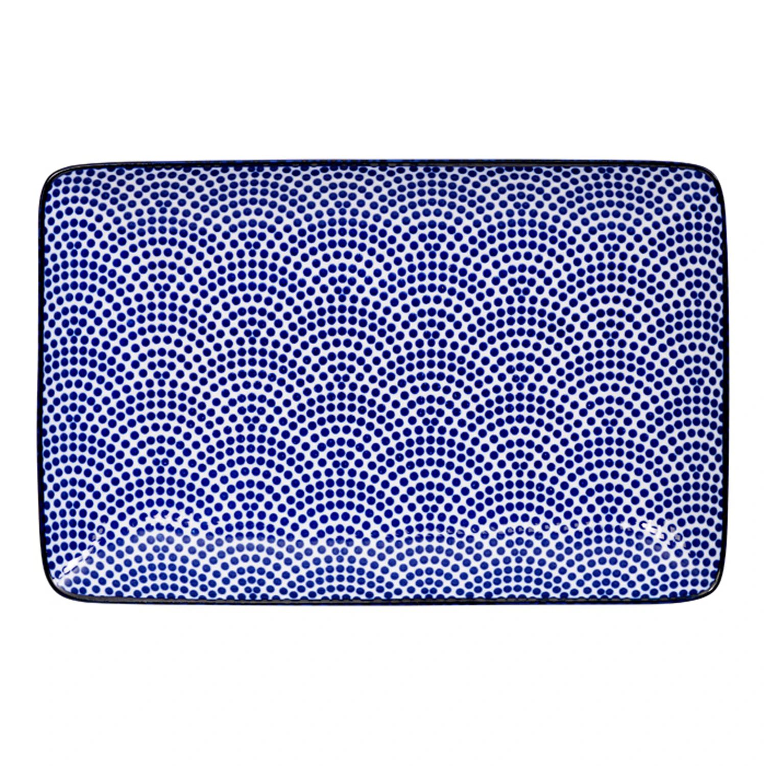 Tokyo Design Studio Nippon Blue Sushi Plate 13,5x21 Cm Dots - Middagstallerkner Porcel&aelig;n Bl&aring; - 15606
