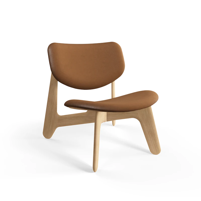 Slab Loungestol, Naturlig / Leather Cognac