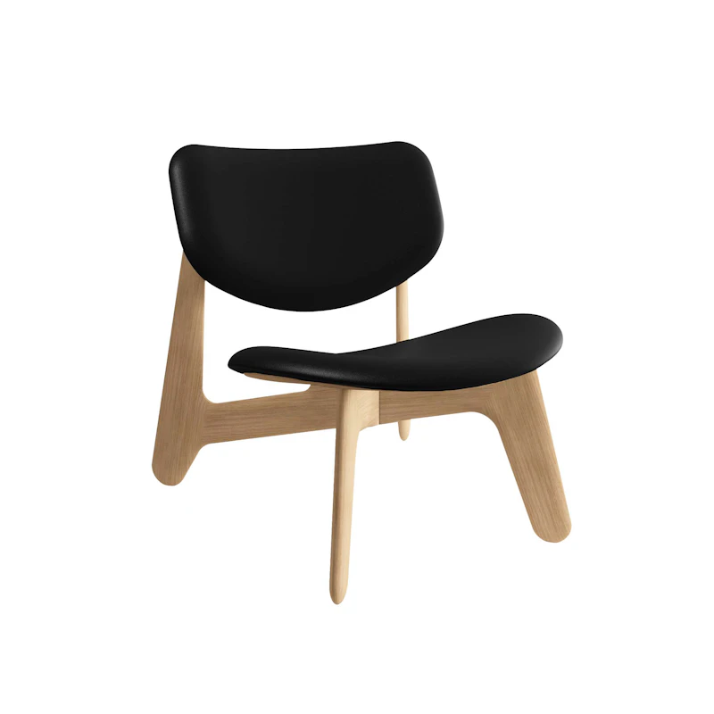 Slab Loungestol, Naturlig / Sort Læder