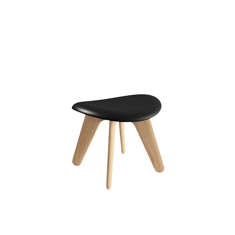 Slab Ottoman, Naturlig / Sort Læder