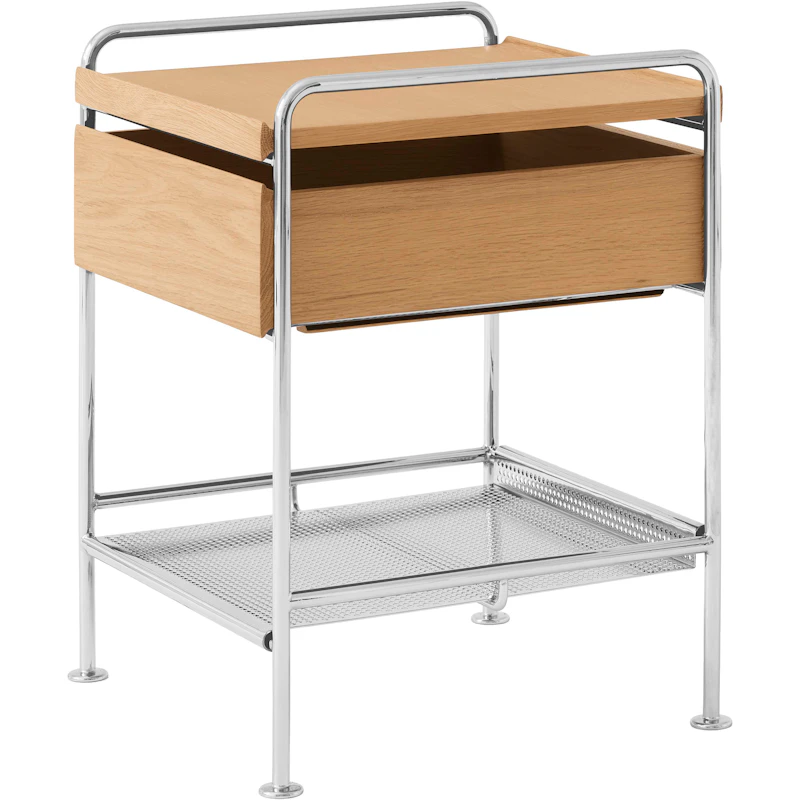 Alima NDS3 Sidebord, Krom / Lakeret Eg