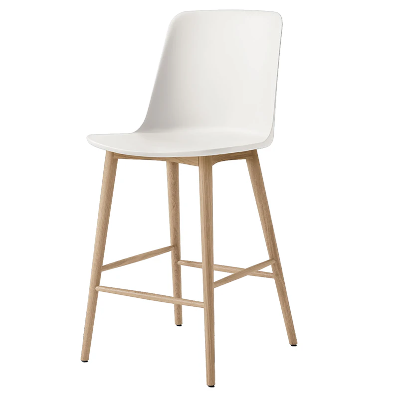 Rely HW128 Høj Rygstøtte 65 cm, Lakeret Eg / Hvid