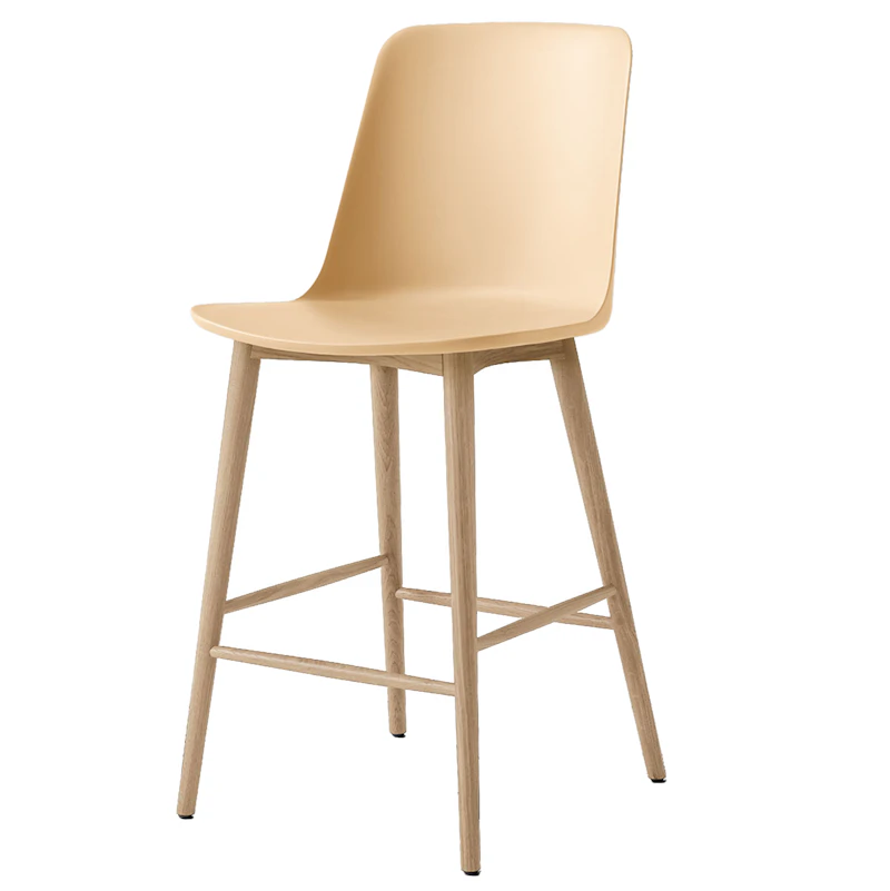 Rely HW128 Høj Rygstøtte 65 cm, Lakeret Eg / Beige Sand