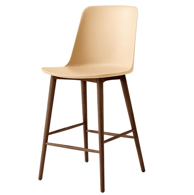 Rely HW128 Høj Rygstøtte 65 cm, Lakeret Valnød / Beige Sand