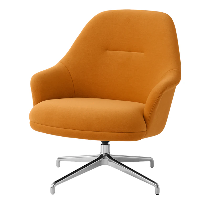 Rely HW139 Loungestol Med Høj Ryg & Swivel, Poleret Aluminium / Gentle 0443