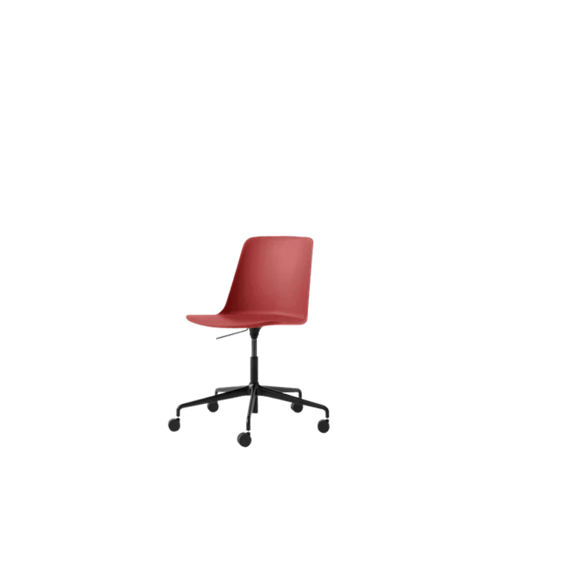 Rely HW28 Spisebordsstol Uden Armlæn Swivel Med Hjul Vermilion Red/Sort