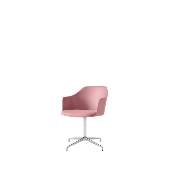 Rely HW39 Spisebordsstol Med Armlæn Swivel Polstret Sæde Soft Pink/Aluminium/Vidar 0622